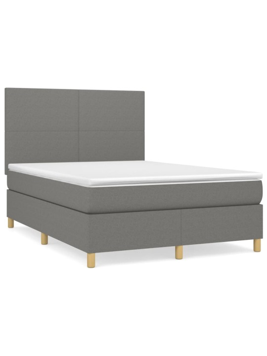 Box spring postel s matrací tmavě šedý 140 x 190 cm textil