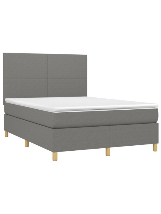 Box spring postel s matrací tmavě šedý 140 x 190 cm textil
