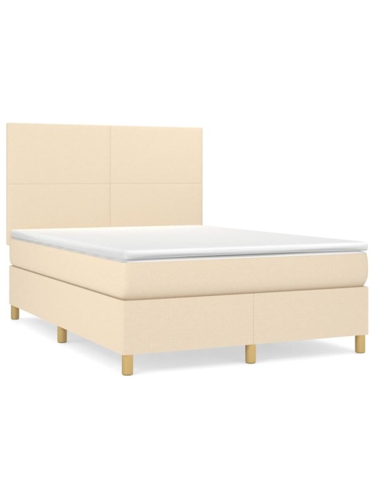 Box spring postel s matrací krémová 140x190 cm textil