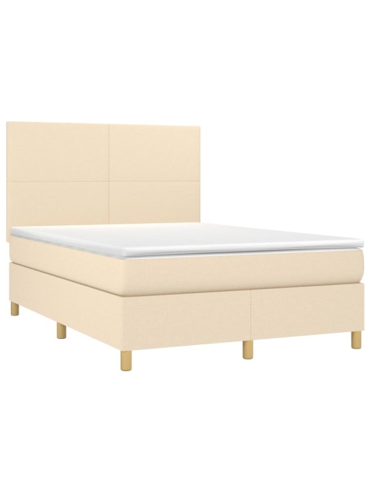 Box spring postel s matrací krémová 140x200 cm textil