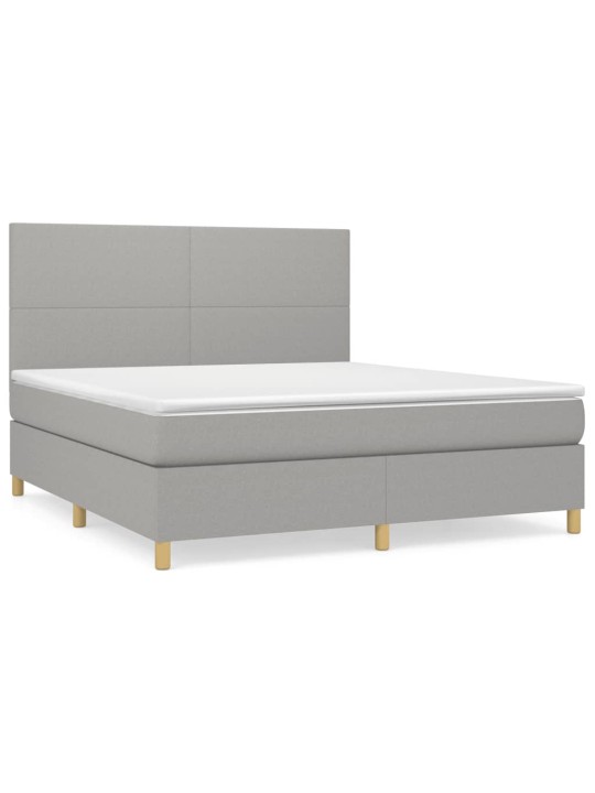 Box spring postel s matrací světle šedá 160 x 200 cm textil