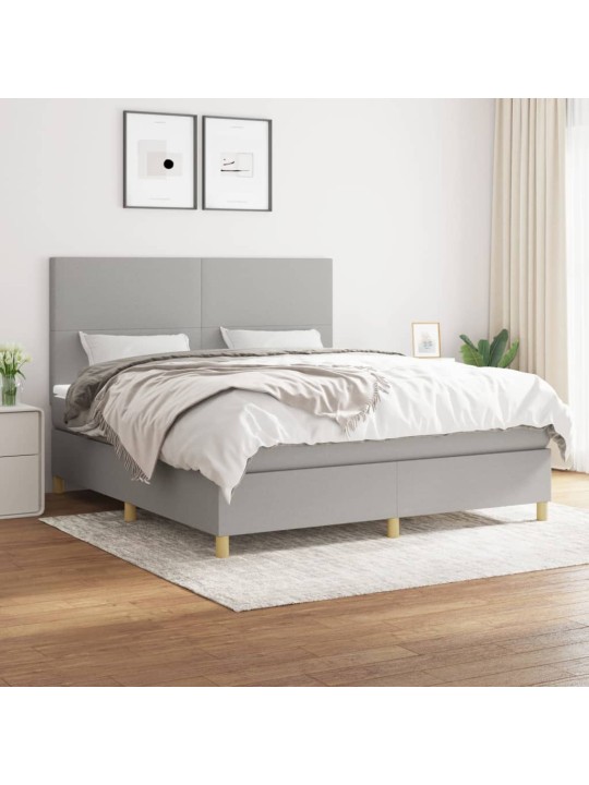 Box spring postel s matrací světle šedá 160 x 200 cm textil