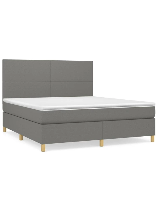 Box spring postel s matrací tmavě šedá 160x200 cm textil