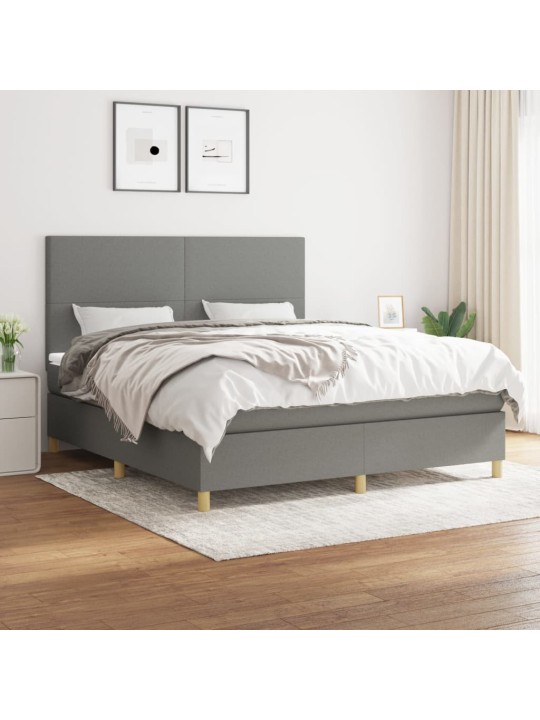 Box spring postel s matrací tmavě šedá 160x200 cm textil