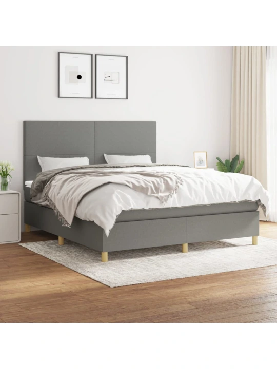 Box spring postel s matrací tmavě šedá 160x200 cm textil