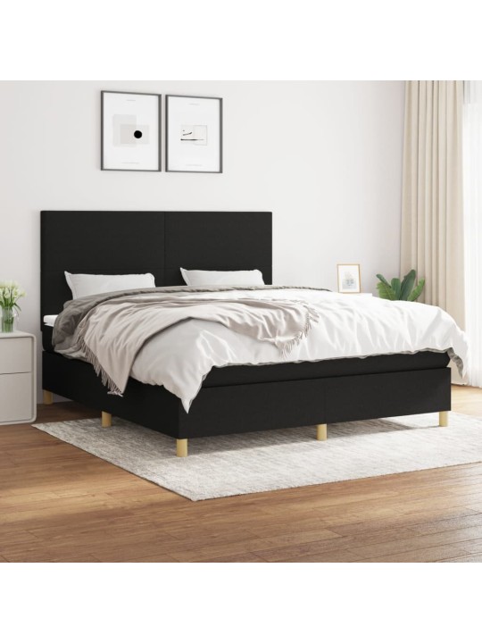 Box spring postel s matrací černá 160x200 cm textil