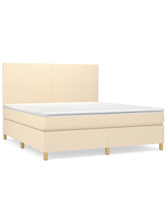 Box spring postel s matrací krémová 160x200 cm textil