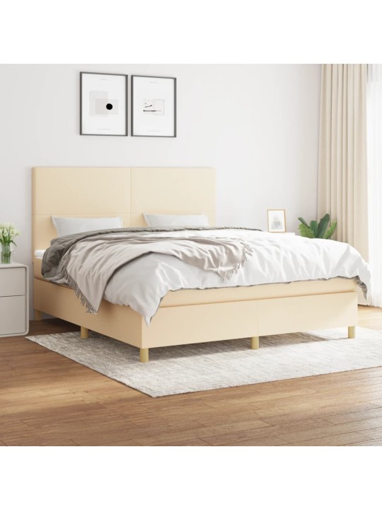 Box spring postel s matrací krémová 160x200 cm textil