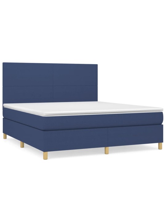 Box spring postel s matrací modrá 160x200 cm textil