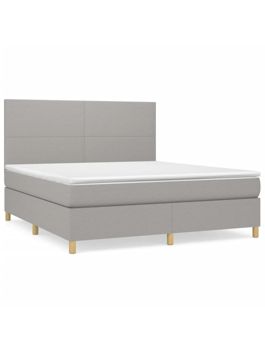 Box spring postel s matrací světle šedá 180 x 200 cm textil