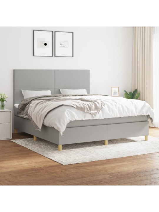 Box spring postel s matrací světle šedá 180 x 200 cm textil