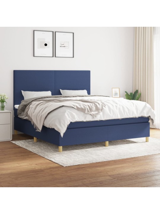 Box spring postel s matrací modrá 180x200 cm textil
