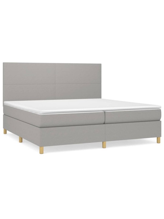Box spring postel s matrací světle šedá 200 x 200 cm textil