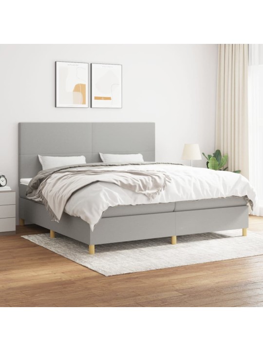 Box spring postel s matrací světle šedá 200 x 200 cm textil