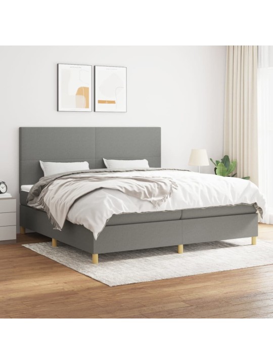 Box spring postel s matrací tmavě šedá 200x200 cm textil