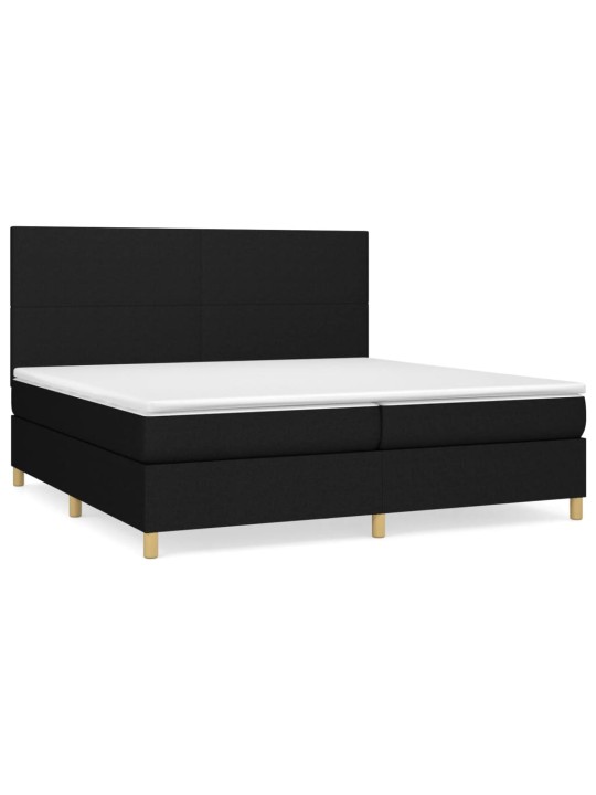Box spring postel s matrací černá 200x200 cm textil