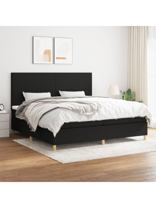 Box spring postel s matrací černá 200x200 cm textil