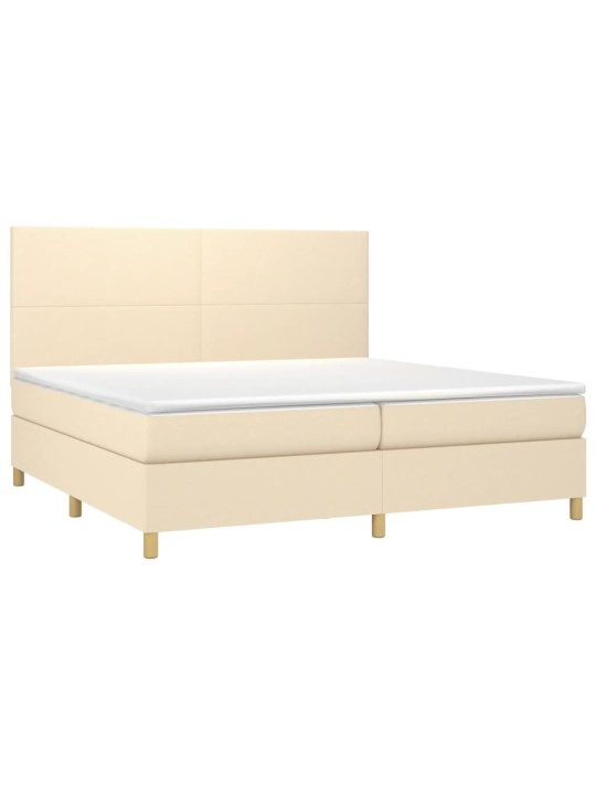 Box spring postel s matrací krémová 200x200 cm textil