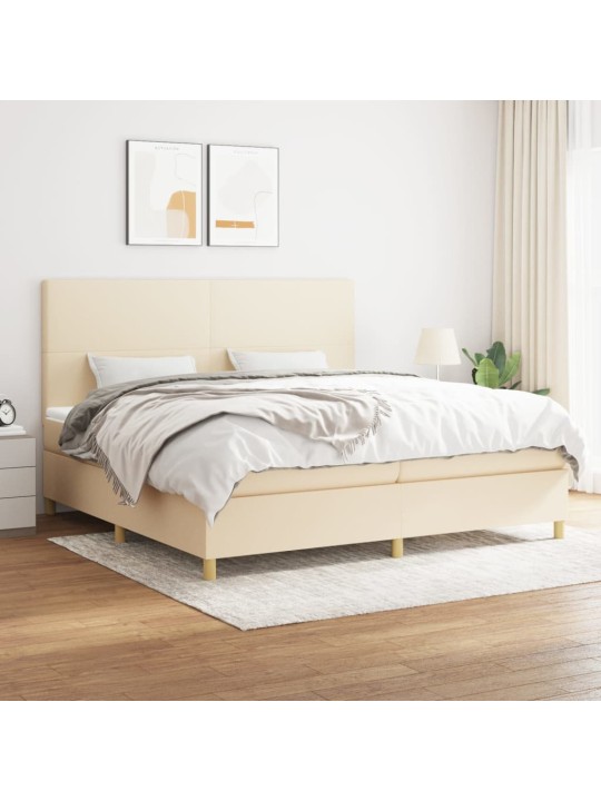 Box spring postel s matrací krémová 200x200 cm textil