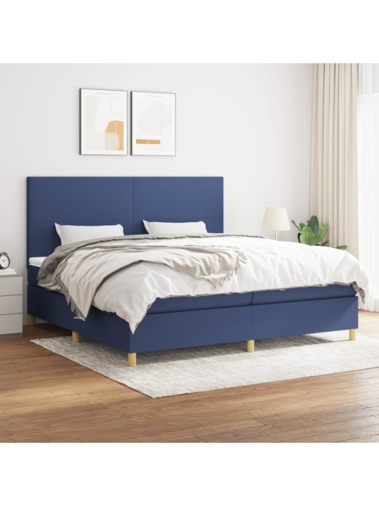 Box spring postel s matrací modrá 200x200 cm textil
