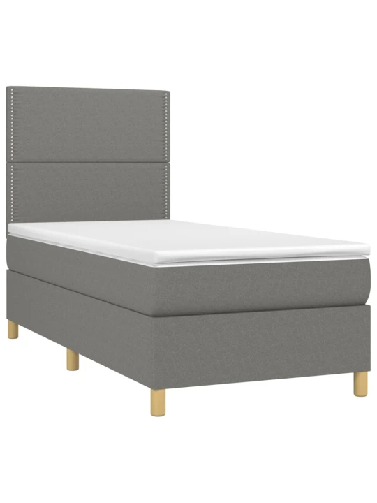 Box spring postel s matrací tmavě šedá 80 x 200 cm textil