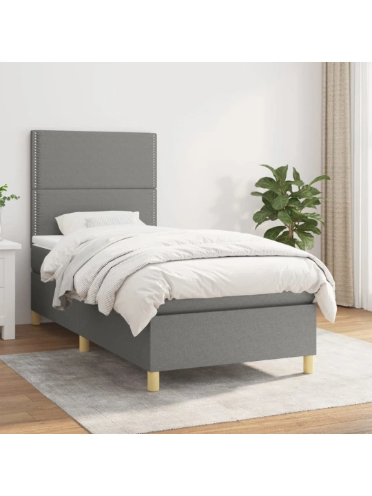 Box spring postel s matrací tmavě šedá 80 x 200 cm textil