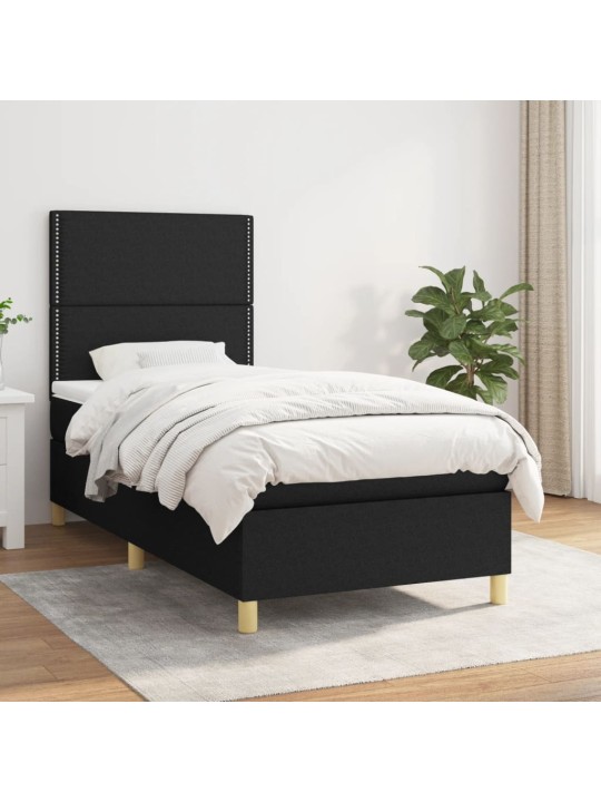 Box spring postel s matrací černá 80 x 200 cm textil