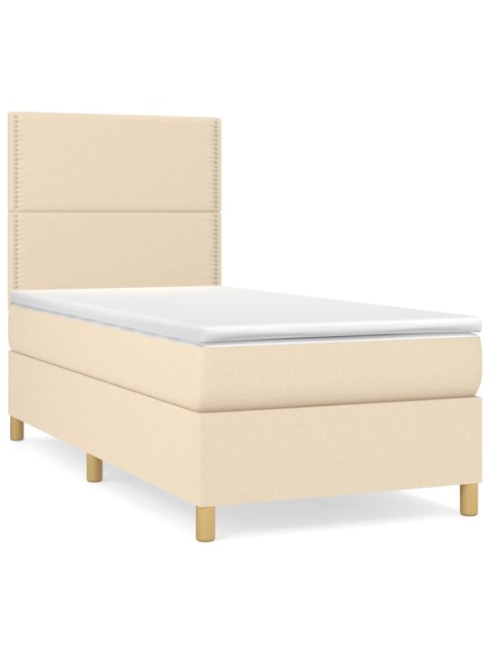 Box spring postel s matrací krémová 90x190 cm textil