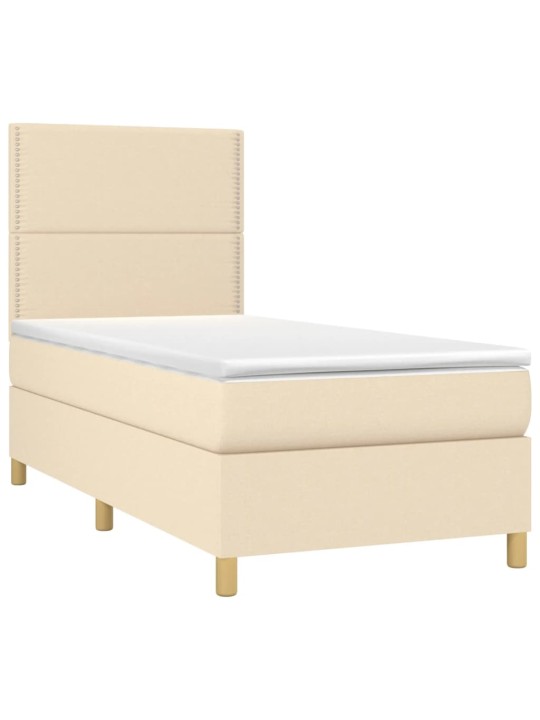 Box spring postel s matrací krémová 90x190 cm textil