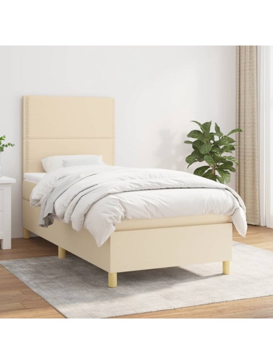 Box spring postel s matrací krémová 90x190 cm textil