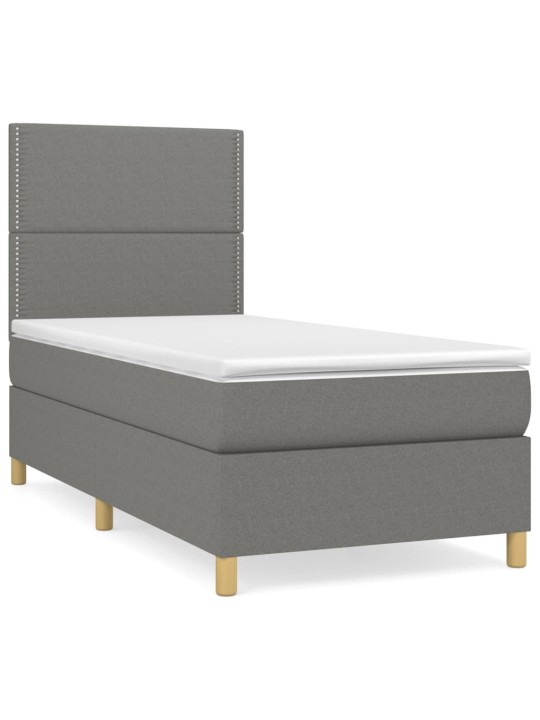 Box spring postel s matrací tmavě šedá 90x200 cm textil