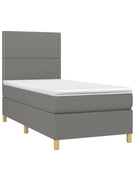 Box spring postel s matrací tmavě šedá 90x200 cm textil