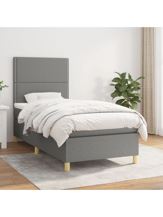Box spring postel s matrací tmavě šedá 90x200 cm textil