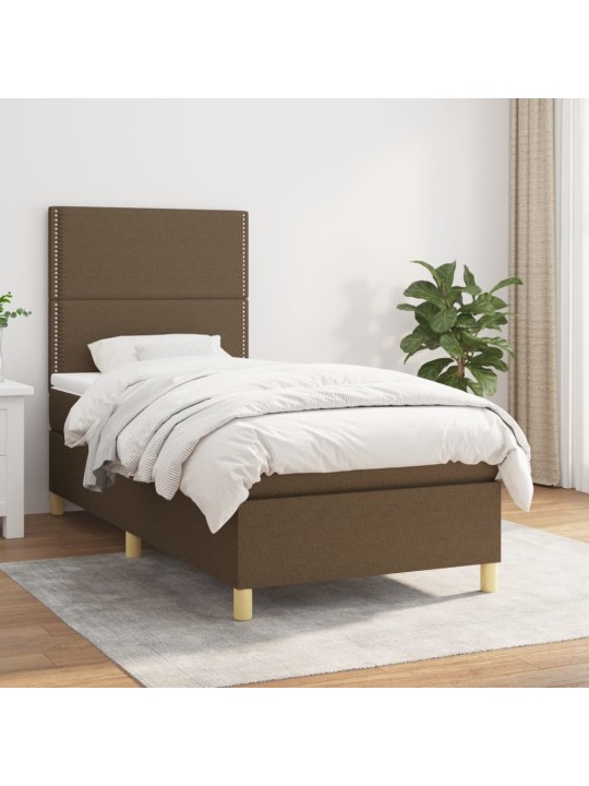 Box spring postel s matrací tmavě hnědá 90x200 cm textil