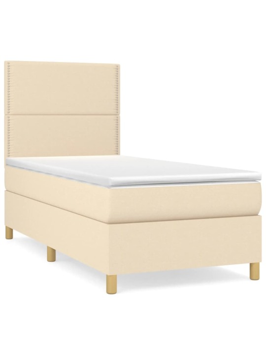 Box spring postel s matrací krémová 100 x 200 cm textil