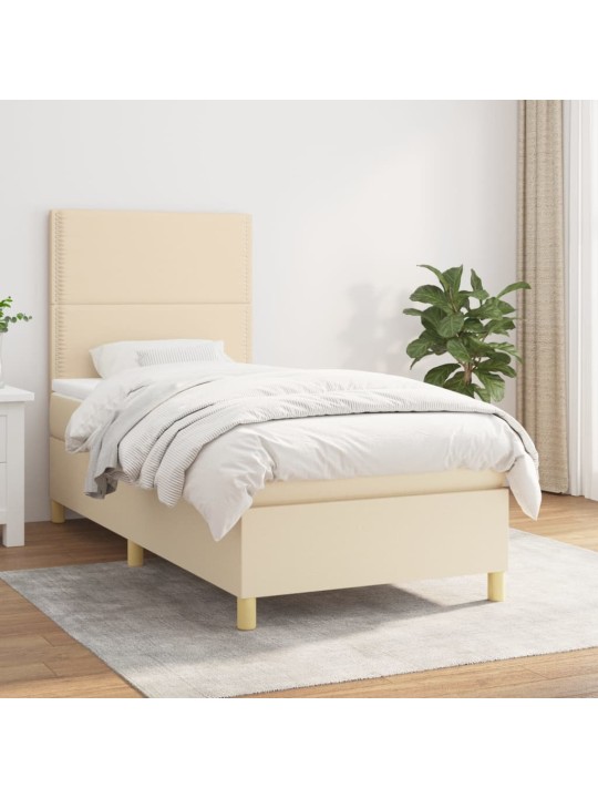 Box spring postel s matrací krémová 100 x 200 cm textil