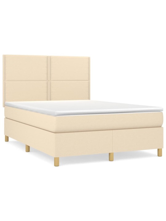 Box spring postel s matrací krémová 140x190 cm textil