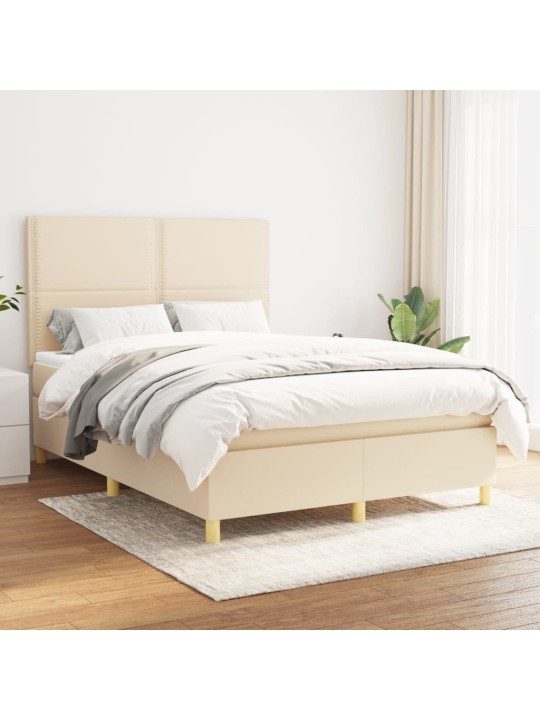 Box spring postel s matrací krémová 140x190 cm textil