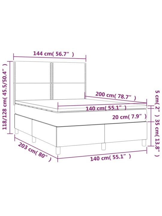 Box spring postel s matrací tmavě šedá 140x200 cm textil