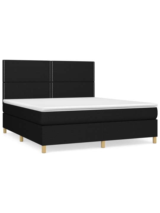 Box spring postel s matrací černá 160x200 cm textil
