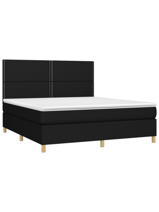 Box spring postel s matrací černá 160x200 cm textil