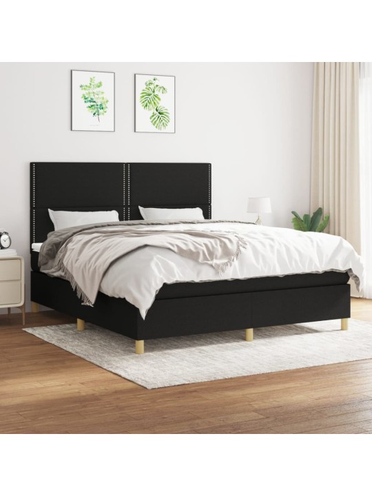 Box spring postel s matrací černá 160x200 cm textil