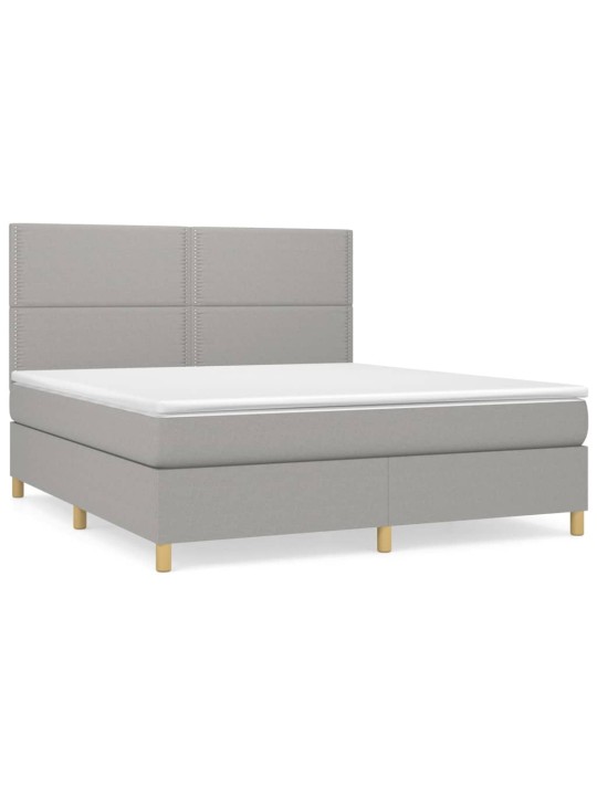 Box spring postel s matrací světle šedá 180 x 200 cm textil