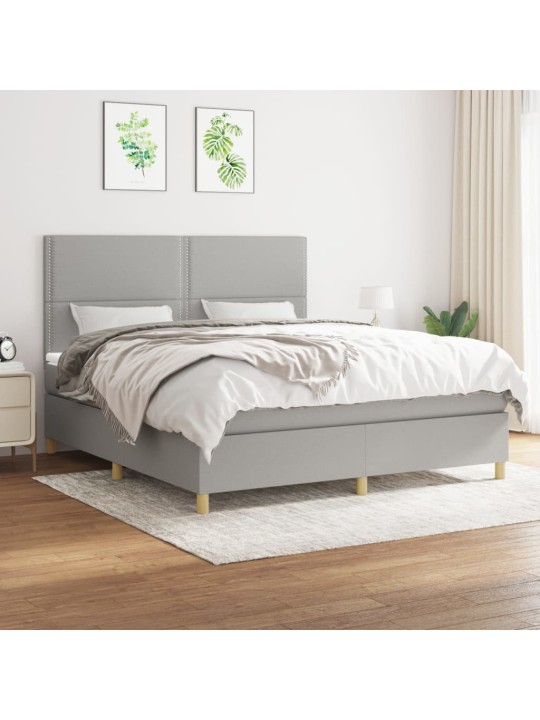 Box spring postel s matrací světle šedá 180 x 200 cm textil