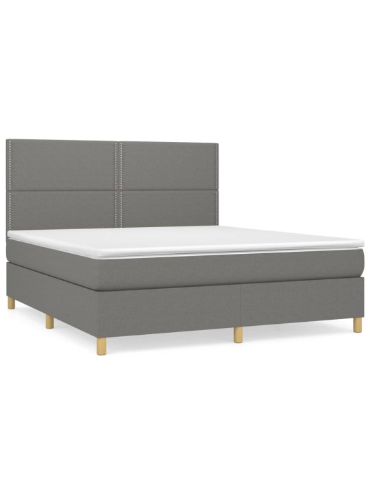 Box spring postel s matrací tmavě šedá 180x200 cm textil