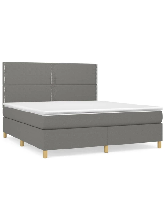 Box spring postel s matrací tmavě šedá 180x200 cm textil