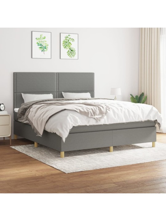Box spring postel s matrací tmavě šedá 180x200 cm textil