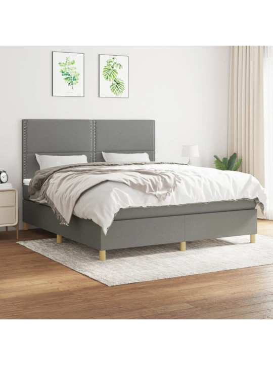 Box spring postel s matrací tmavě šedá 180x200 cm textil