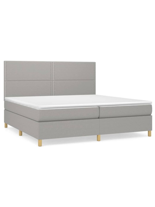 Box spring postel s matrací světle šedá 200 x 200 cm textil