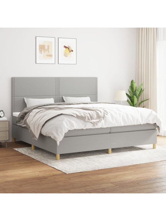 Box spring postel s matrací světle šedá 200 x 200 cm textil